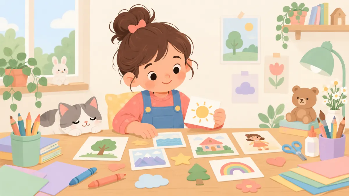 Child preparing creative ideas for a story project